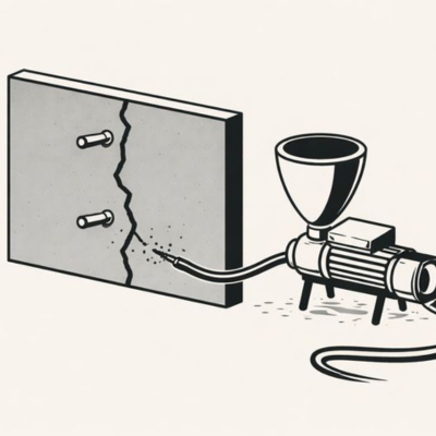 Uszczelnione rysy i pęknięcia w betonie